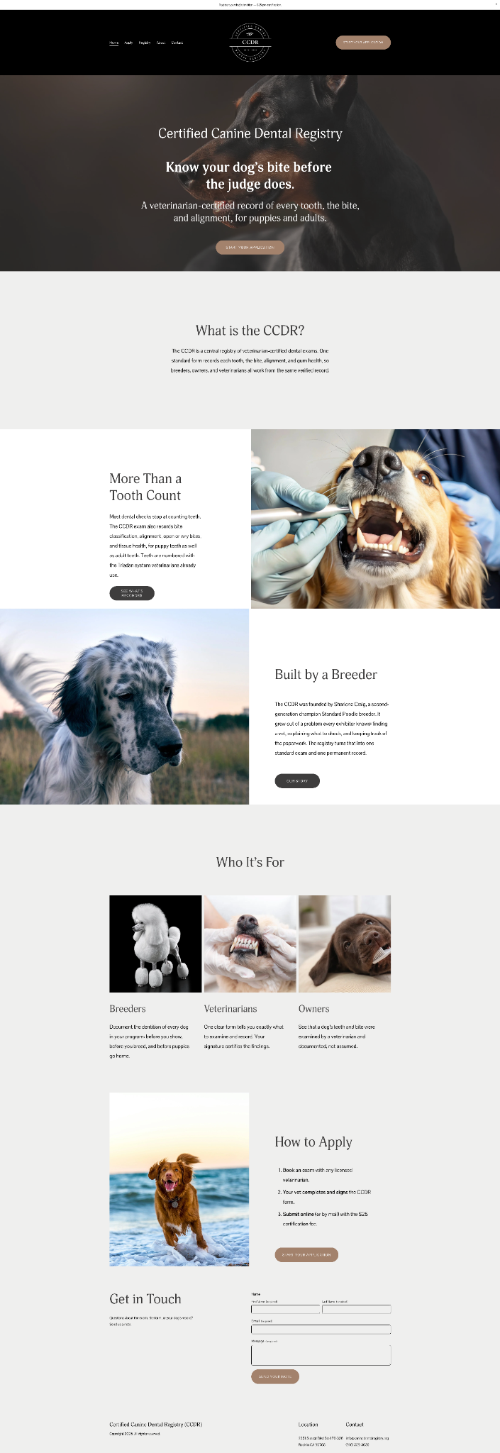 Certified Canine Dental Registry homepage